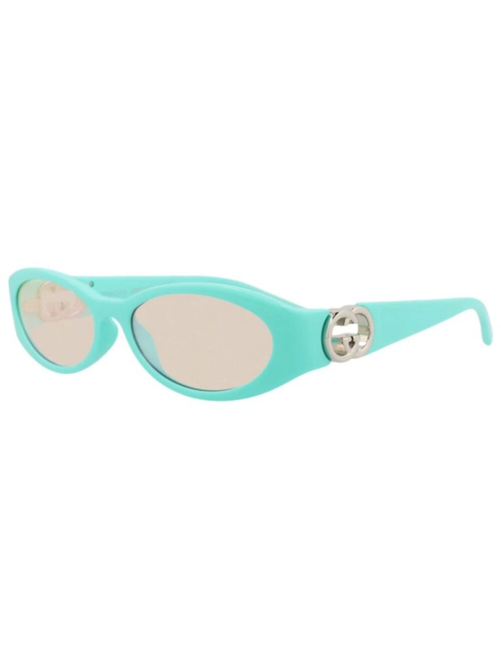 New Gucci Women's Sunglasses Round Oval Injection Frame Light Blue Light Blue